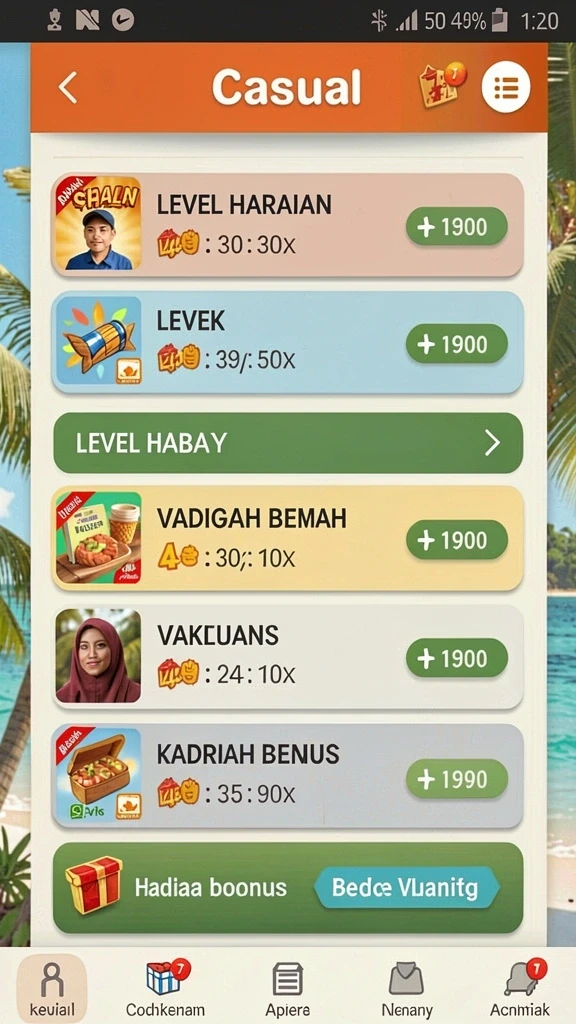 rk77 - Misi yang menantang dan beragam sesuai level permainan.